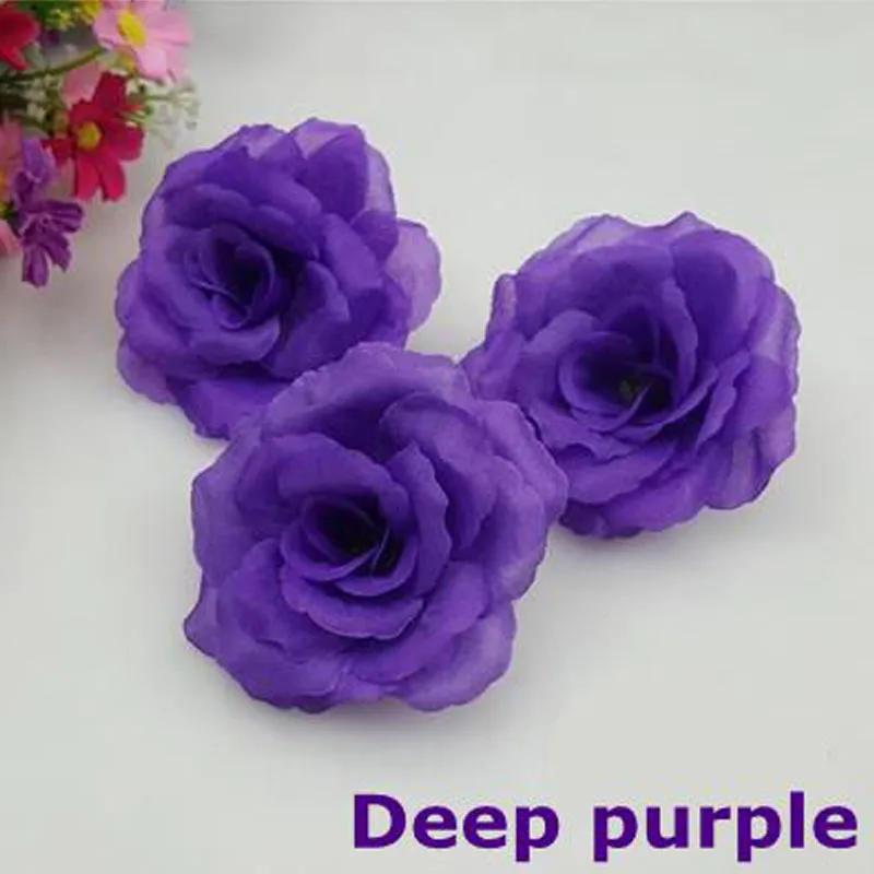 New10pcs/Lot 8cm Deep Purple Artificial Rose hodvábne kvetinové hlavy DIY Svadobná domáca dekorácia Slávnostné večierky