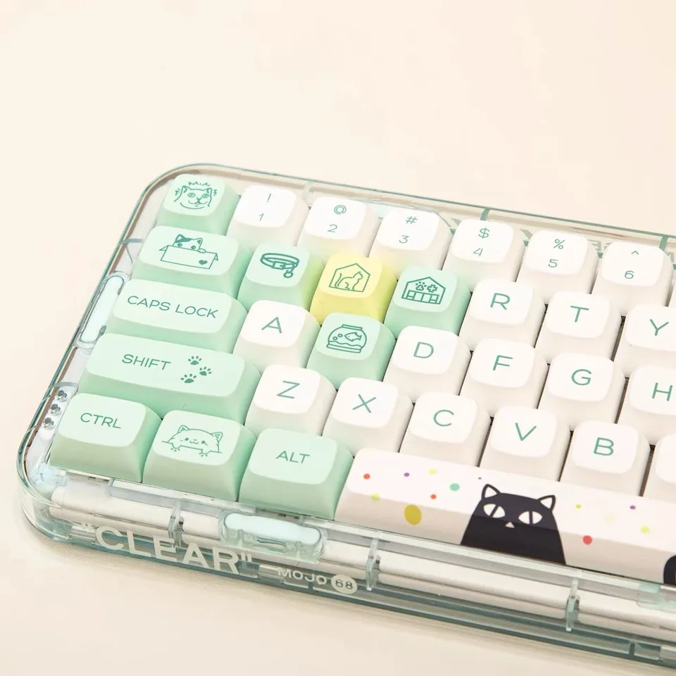New135 Klávesy Roztomilé témy Cat Témy Keyky PBT Dye Sublimácia XDA Profil pre ISO MX Switch Mechanical Keyboard 61/64/68/87/96/104/108