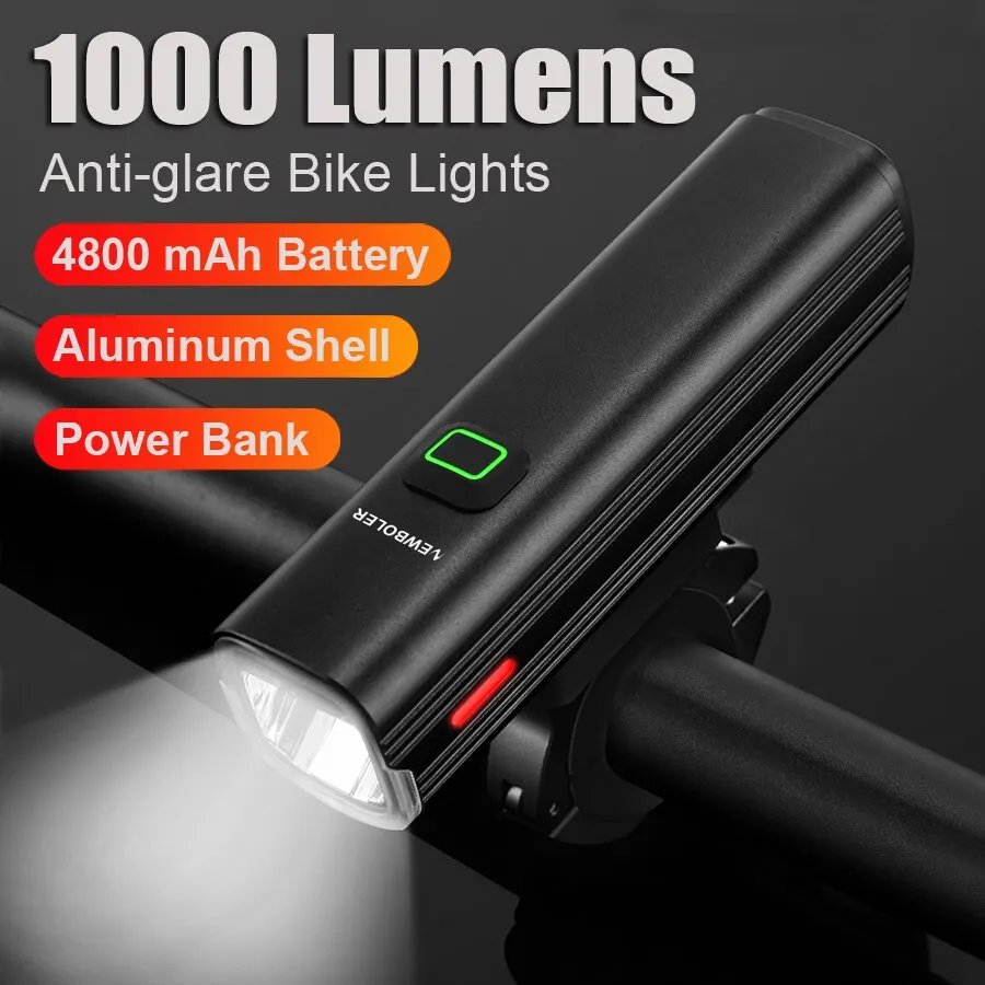 NEWBOLER 1000 Lumen baterka pre bicykel USB bicykel predné zadné svetlo SET RAINPOREPROPLE MTB SLEDNOTA 4800MAH CYCLING LAMP