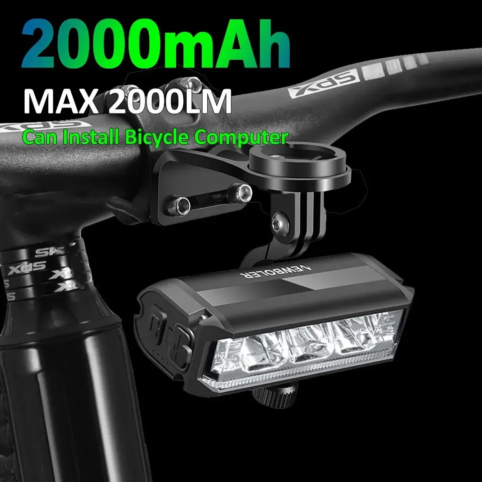 Newboler Bicycle Light Front 2000MAh Bike Light 2000Lumen Witerproof baterka USB nabíjanie MTB Coad Cycling Light príslušenstvo