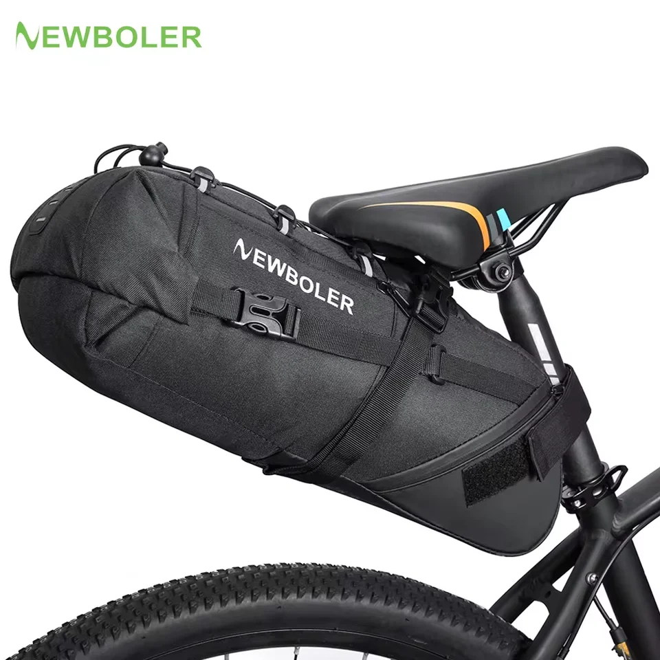 NEWBOLER BIKE SADDLE TAGE Vodotesné MTB Road Bicycle 10L Veľká kapacita cyklistického vrecka Foldabe Tail Taš zadné vrecko Truck Doplnky