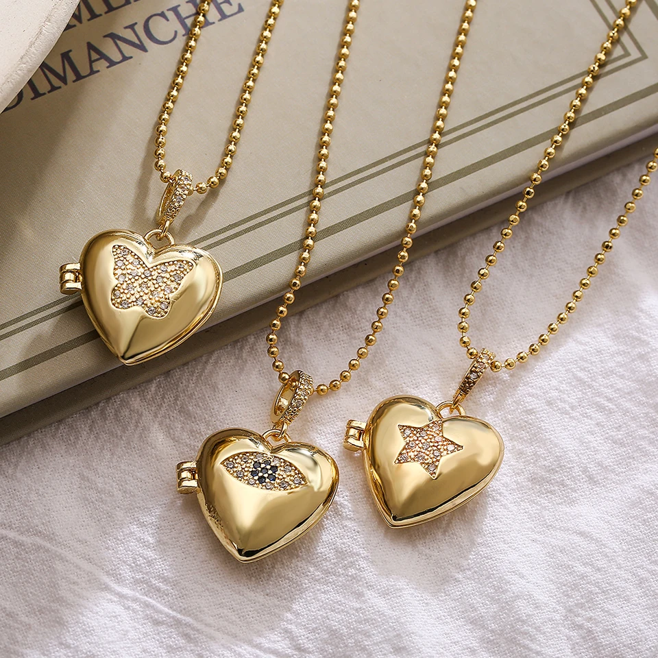 Newbuy Fashion Gold Color Opentable Heart Prívesok Náhrdelník