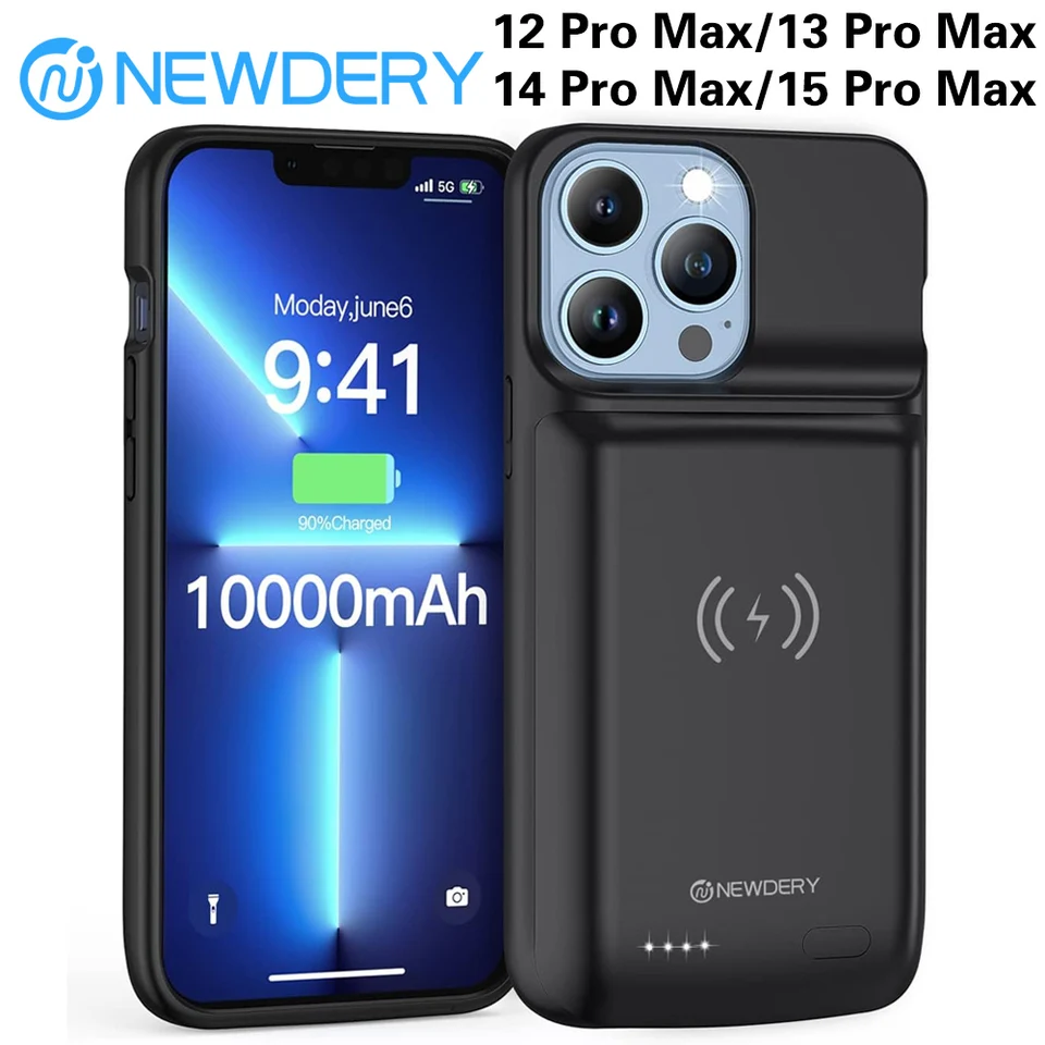 Newdery 10000 mAh batéria pre puzdro pre iPhone12/13/14 Pro Max Max bezdrôtové nabíjacie bankové krytie pre iPhone 15 Pro Max