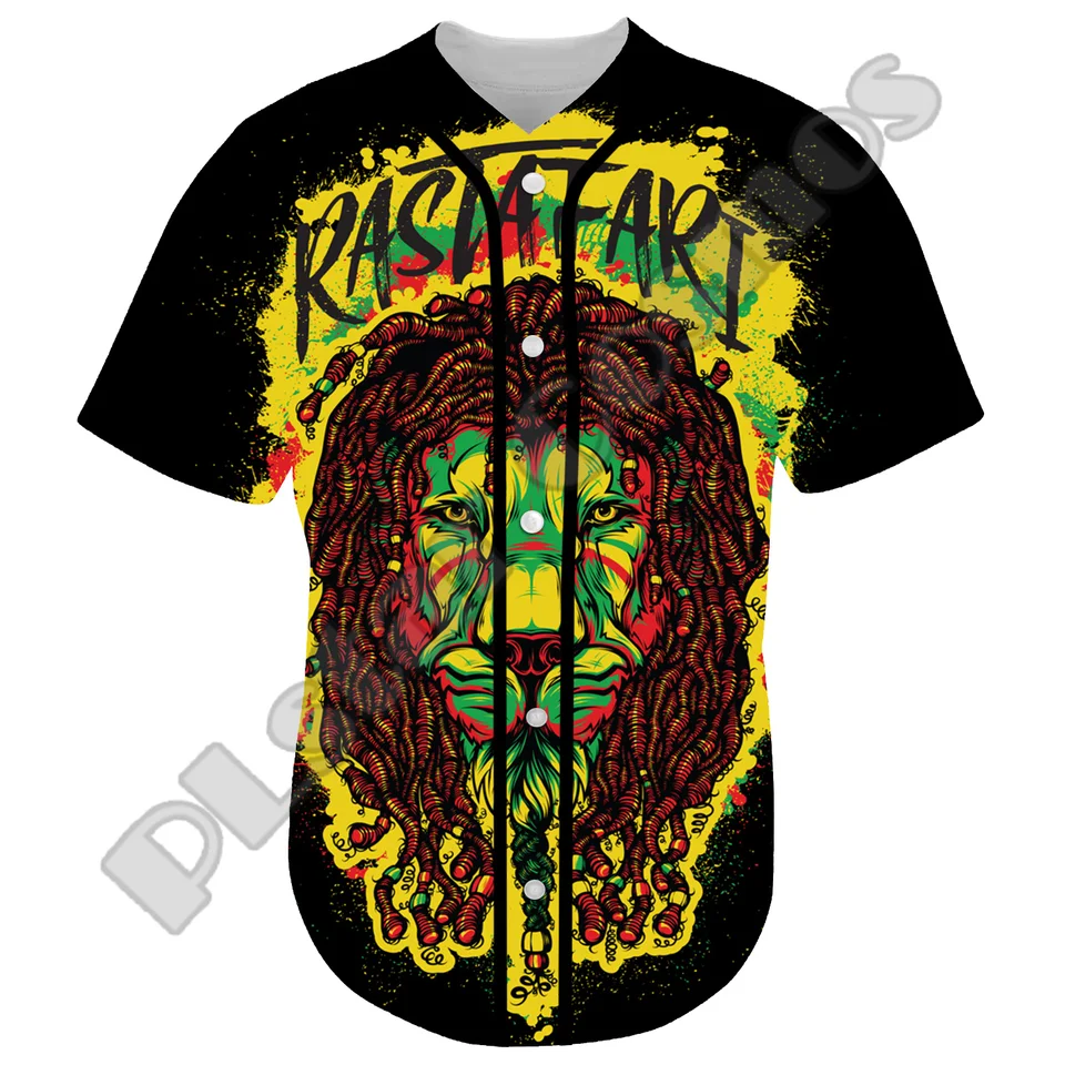 Newfashion Bob Marley Rastafari Lion Vintage Reggae Retro Tattoo 3Dprint Harajuku Letný baseball tričká Jersey Krátke rukávy x3