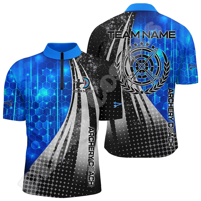 Newfashion Custom názov lukostrelec Archer Shooter tetovanie retro 3dprint harajuku letné ulice Streetwear krátke rukávy zipsové košele n