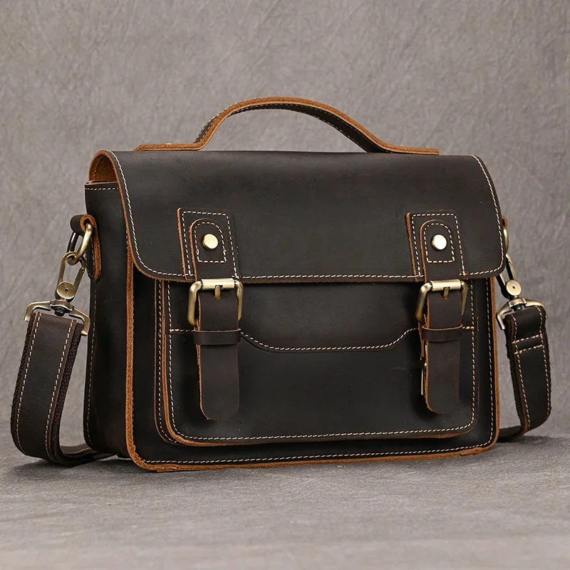 Newsbirds kožená taška na rameno Crossbody originálne pánske šialené koňa kože vintage popruh