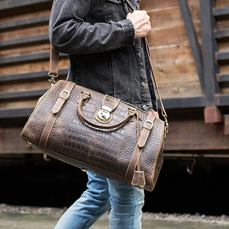 Newsbirds Leather Weekender Bag pre muža vinobranie kožená koža cestovná batožina kožené krížové ramenné taška na rameno cestovná kabelka