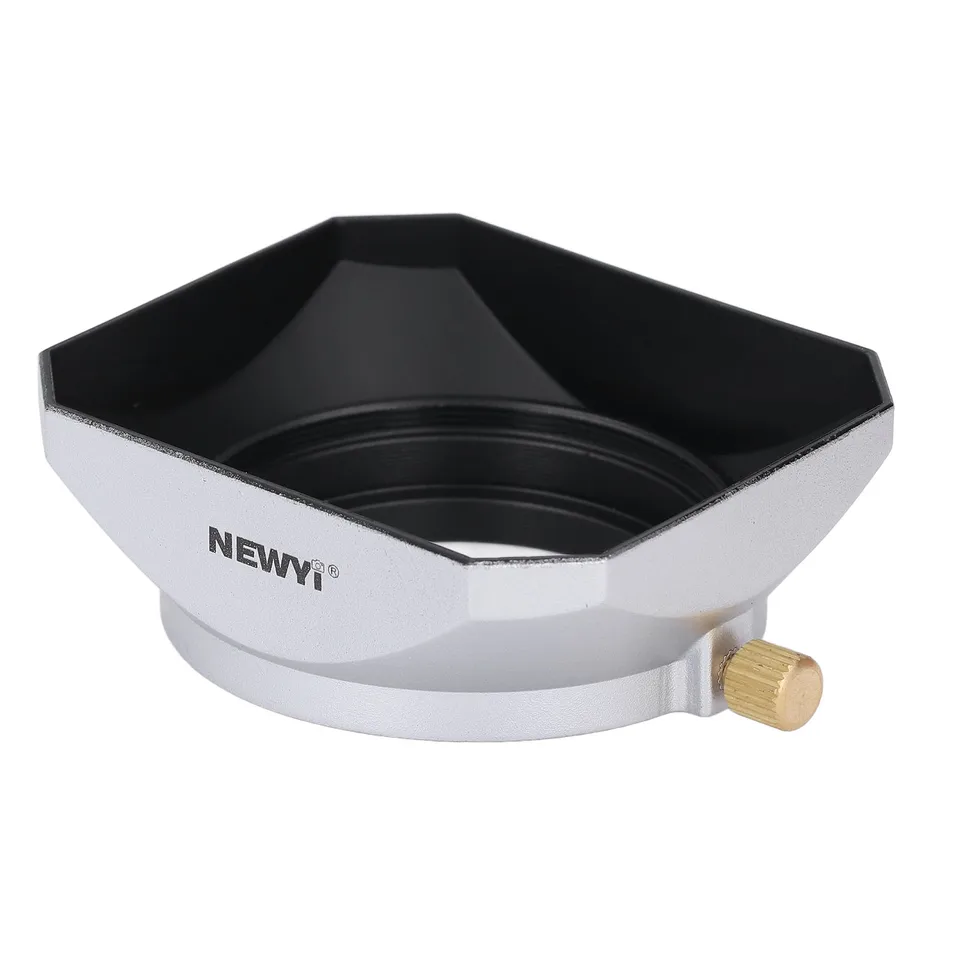 Newyi 40,5 mm 43 mm 58 mm štvorcový šošovka Hliníková zliatina ABS Camera Camera Hood Shader pre 25 mm alebo nad šošovkami ohniskovej vzdialenosti