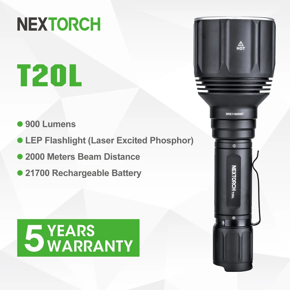 Nexorch T20L, LEP baterky 2000 metrov Nabíjateľné vojenské svetlá núdzové reflektory