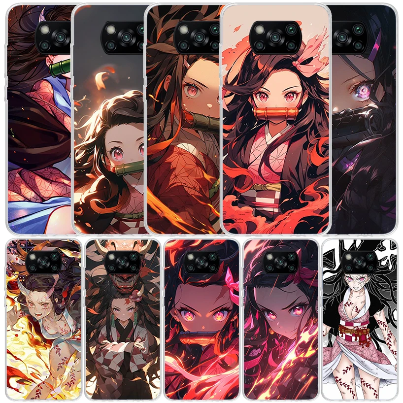 Nezuko Demon Slayer Silikon Call Telefón puzdro pre Xiaomi POCO X3 NFC X5 X6 F6 F5 PRO M5S M5 X4 F4 GT M4 M3 F3 F2 F1 M2 Kryt X3 NF