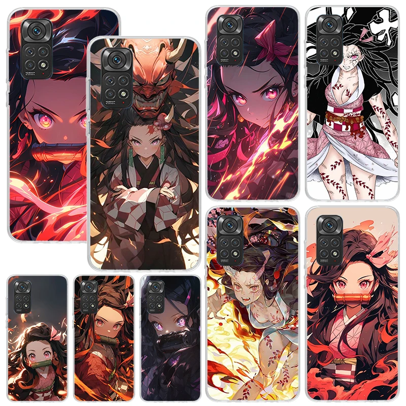 Nezuko Demon Slayer Telefón puzdro pre Xiaomi Redmi Poznámka 13 12S 11S 10S 12E 10 Pro Plus 11t 9s 9 8t 8 7 Art Fundas Back Cover Cover
