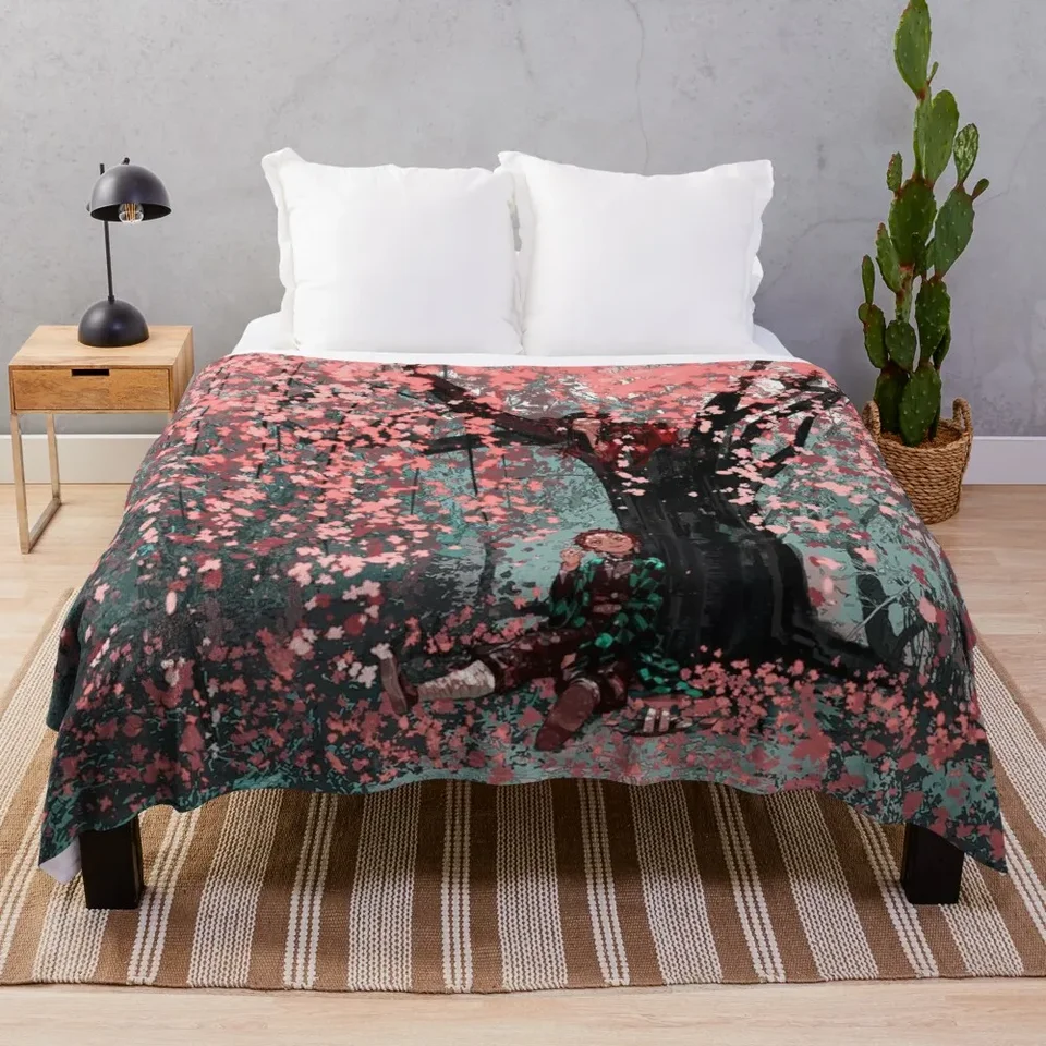 Nezuko Tanjirou - Demon Slayer hod prikrývku Giant Sofa pletená prikrývka prikrývka Luxusná značka Furry prikrývka
