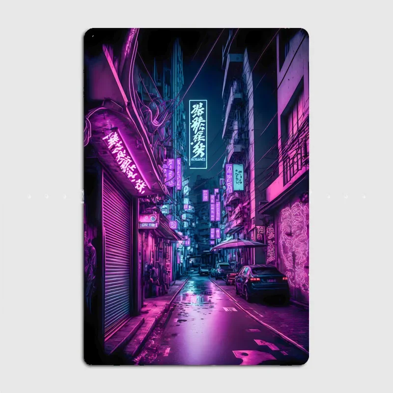 Neón Cyberpunk Japan Japan Metal Sign Club Bar platne nástenná maľba dizajn cínový znak plagát