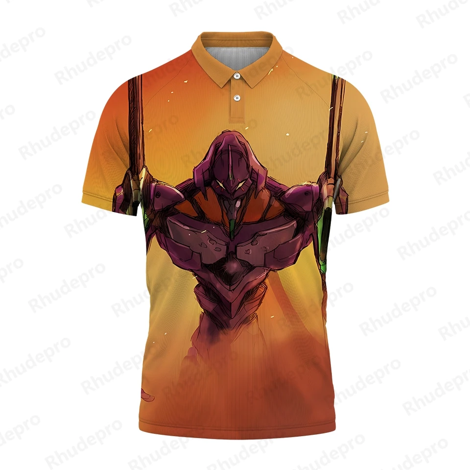 Neón Genesis Evangelion Men Polo košeľa Pánske tričko Tričko Tops nové oblečenie Y2K Trend 2024 Vysoko kvalitné leto hip hopu