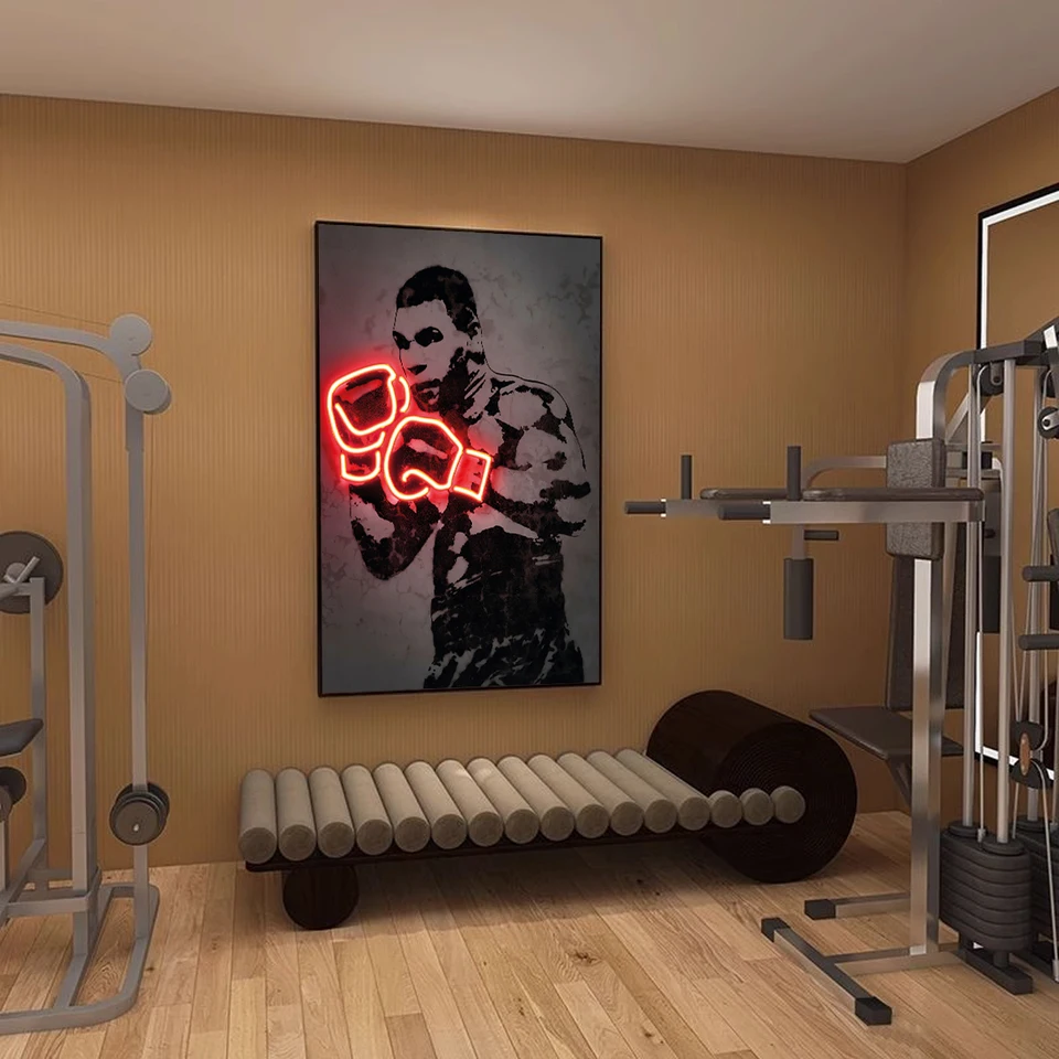 Neónové lampa boxer plagát plátno tlač maľba Obrázok nástenná maľba