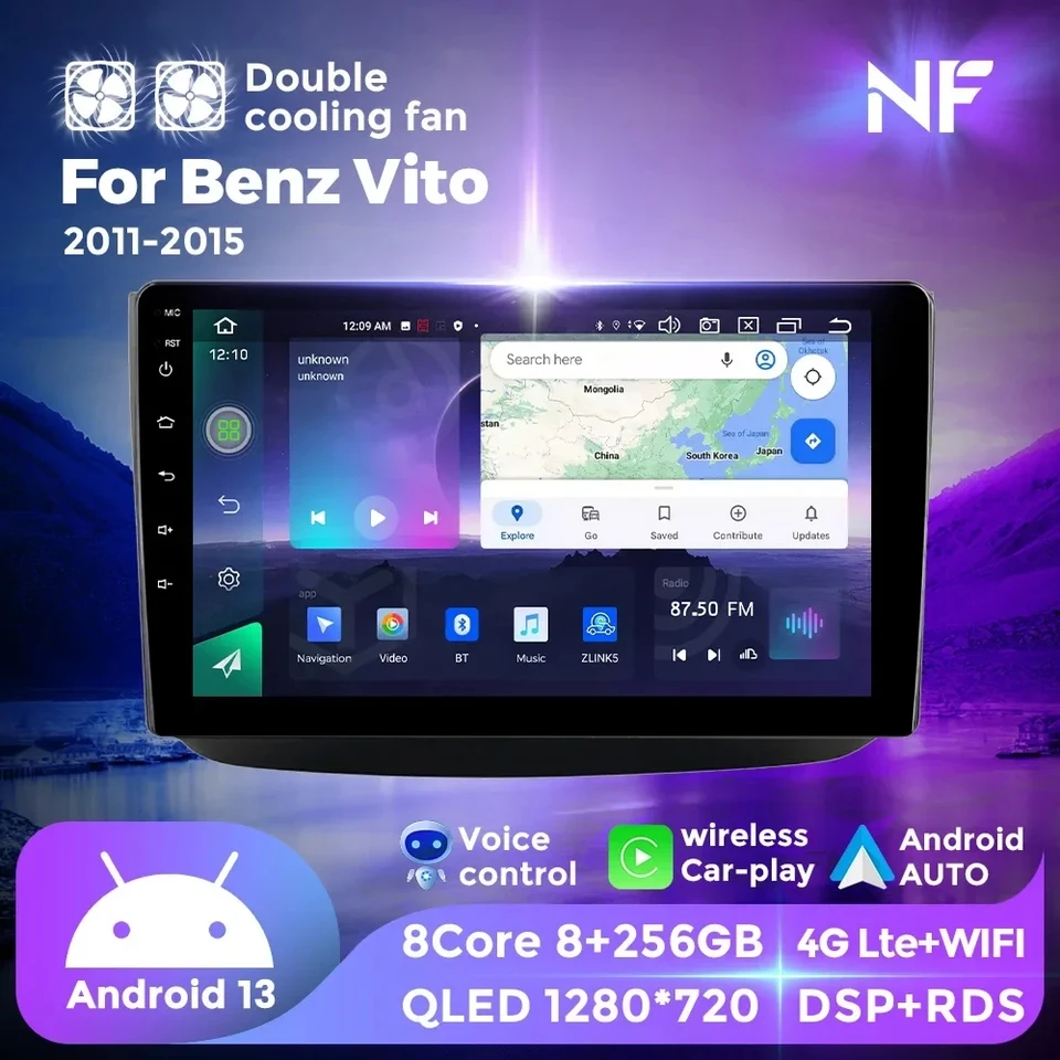 NF 7862 Android 13 Car Radio pre Mercedes-Benz Vito 2 Viano 2 Benz W639 2003-2015 multimediálny hráč GPS Automotivo HeadUnit Automotivo HeadUnit