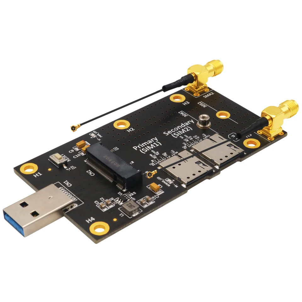NGFF M.2 až USB 3.0 Adaptér M2 Kľúč B k USB 3.0 Typ Converter Riser Card s duálnymi slotmi karty Nano SIM pre modul WWAN LTE