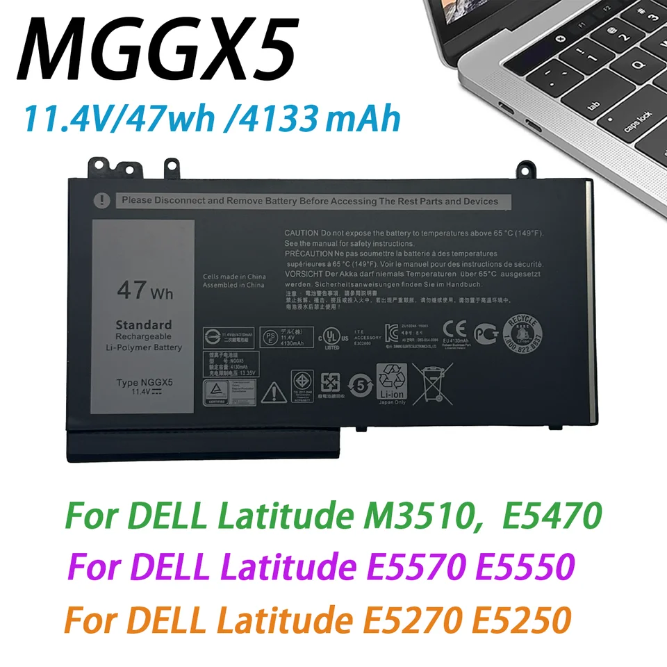 NGGX5 laptop batéria pre Dell Latitude E5270 E5470 E5570 E5550 E5250 Series M3510 JY8D6 954DF 0JY8D6 53VJ6 0RDRH9 11.4V 47WWH