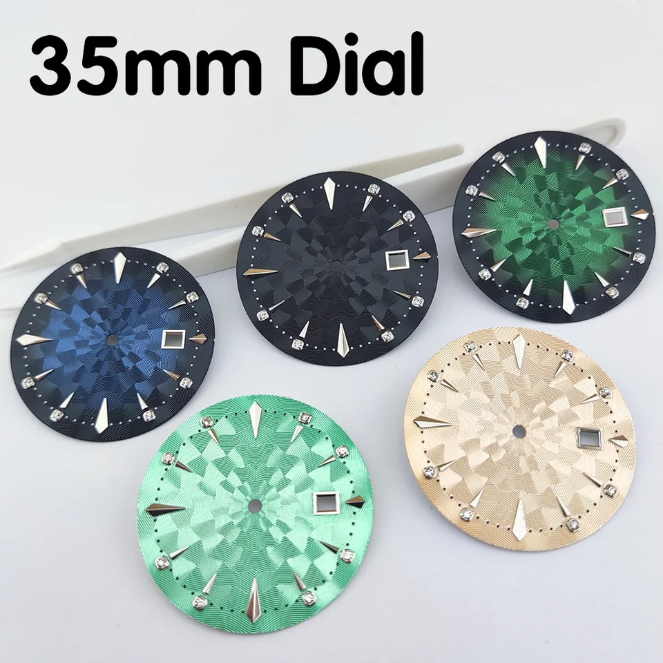 NH35 Dial Cocktail Dial 35 mm pre NH35/NH36 Pohyb hodinové hodinky Výmena dielov Diamond Diald Support Prispôsobené logo