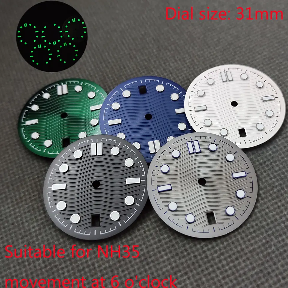 NH35 hodinky Dial dielky 31 mm luminiscenčné hodinky Mod sterilné vytáčanie morských koní vhodné pre Automatický pohyb NH35