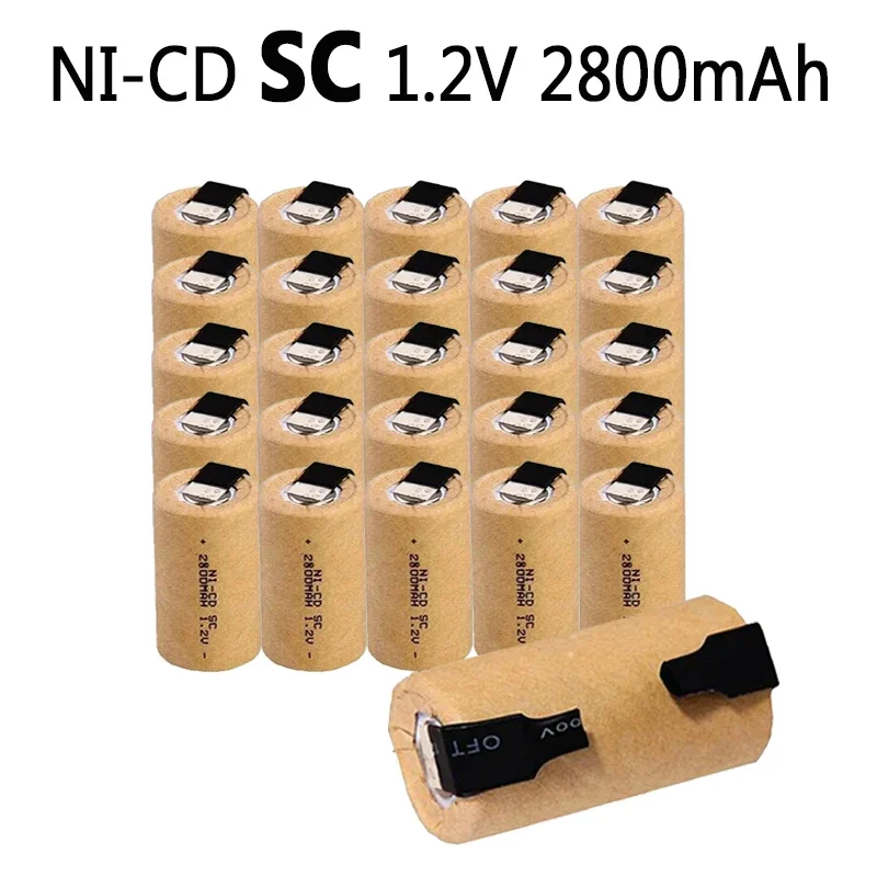 NI-CD SC Sub C 10C 2800MAH Vysoko výkonné batérie 1,2 V Nabíjateľná batéria pre elektrické náradie Elektrický skrutkovač vysávač