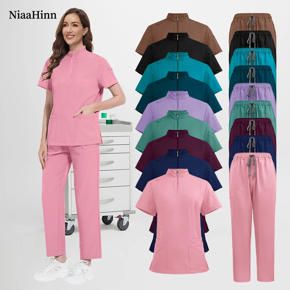 Niaahinn lekárske oblečenie pre ženy chirurgické uniforma predaja horúceho predaja viacfarebná nemocnica veterinárna súprava Scrub Dental Clinic Workwear
