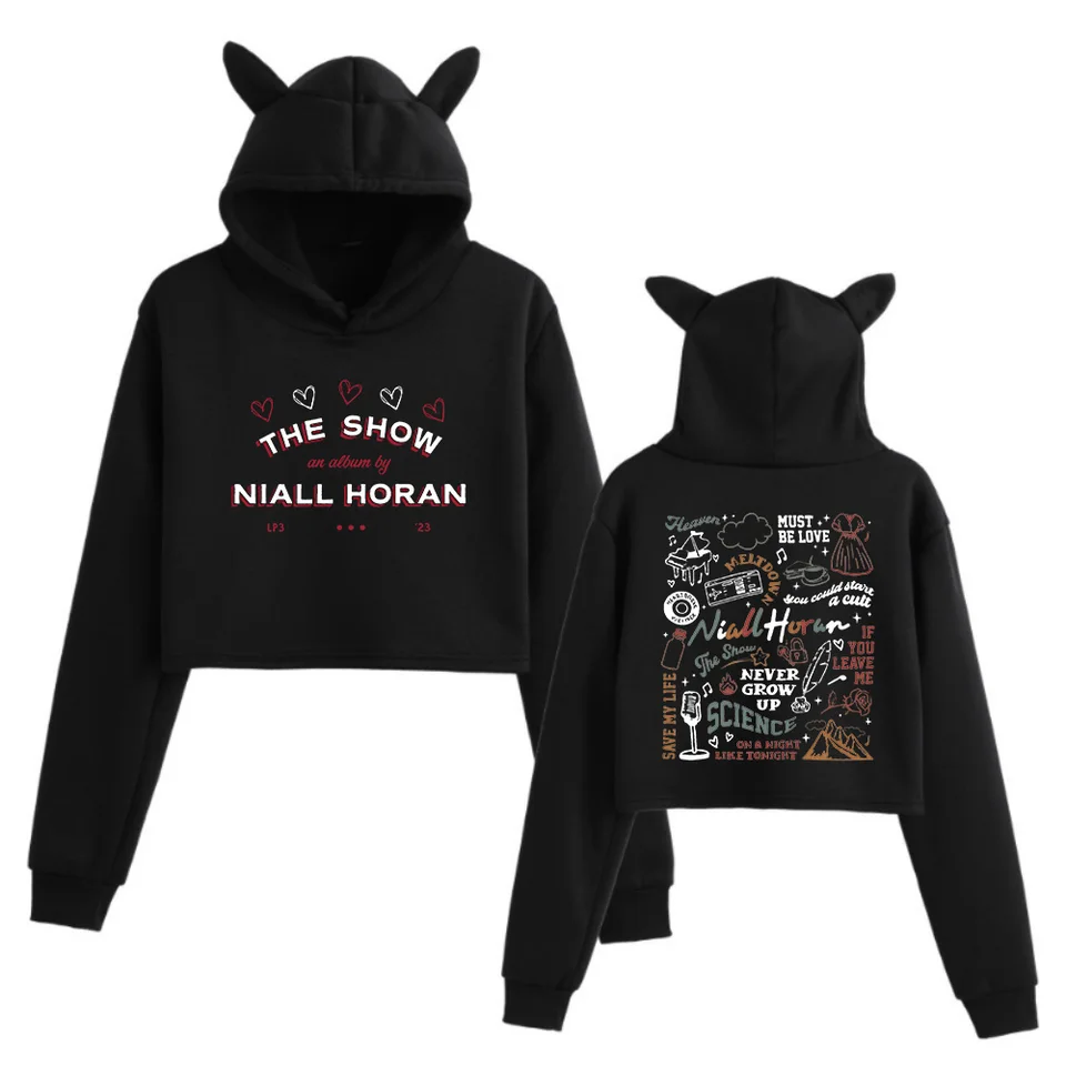 Niall Horan The Show Live on Tour 2024 Cat Ears Long Ruckve Pravidelný hudobný fanúšikovia Darčekové tlač Dievčatá módna mikina
