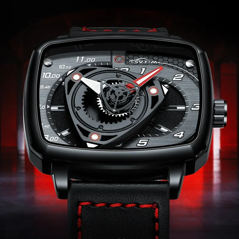 Nibosi Square Luxury Men Sledujte vodotesnú svetelnú značku hodinky Men Športové kožené hodinky Pánske hodinky Quartz náramky reloj hombre