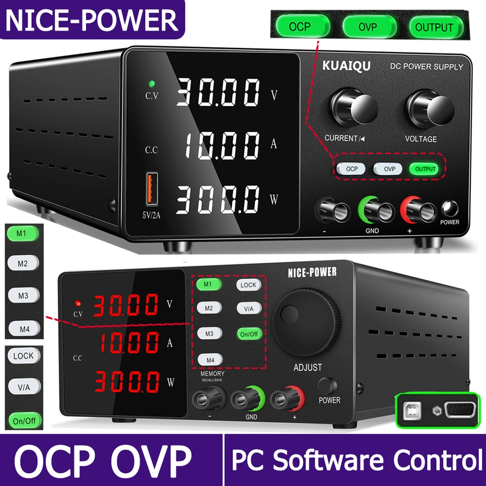 Nice Power 30V 10A Lab napájanie nastaviteľné s ochranou OCP OVP, napájanie na lavičke 24 V s výstupným spínačom pre opravu pre domácich majstrov