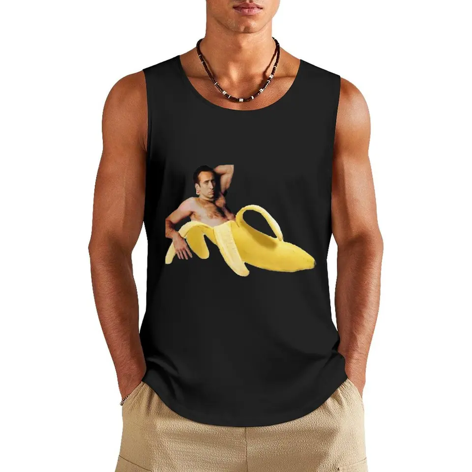 Nicholas Cage Banana Tank Top s krátkym rukávom bez rukávov vesta Men bežiace košele spodné prádlo oblečenie mužov