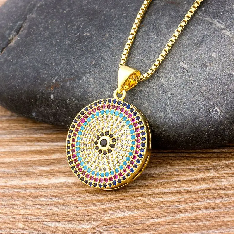 Nidin Hot Sale Turkish Round Evil Eye Pendant Náhrdelník