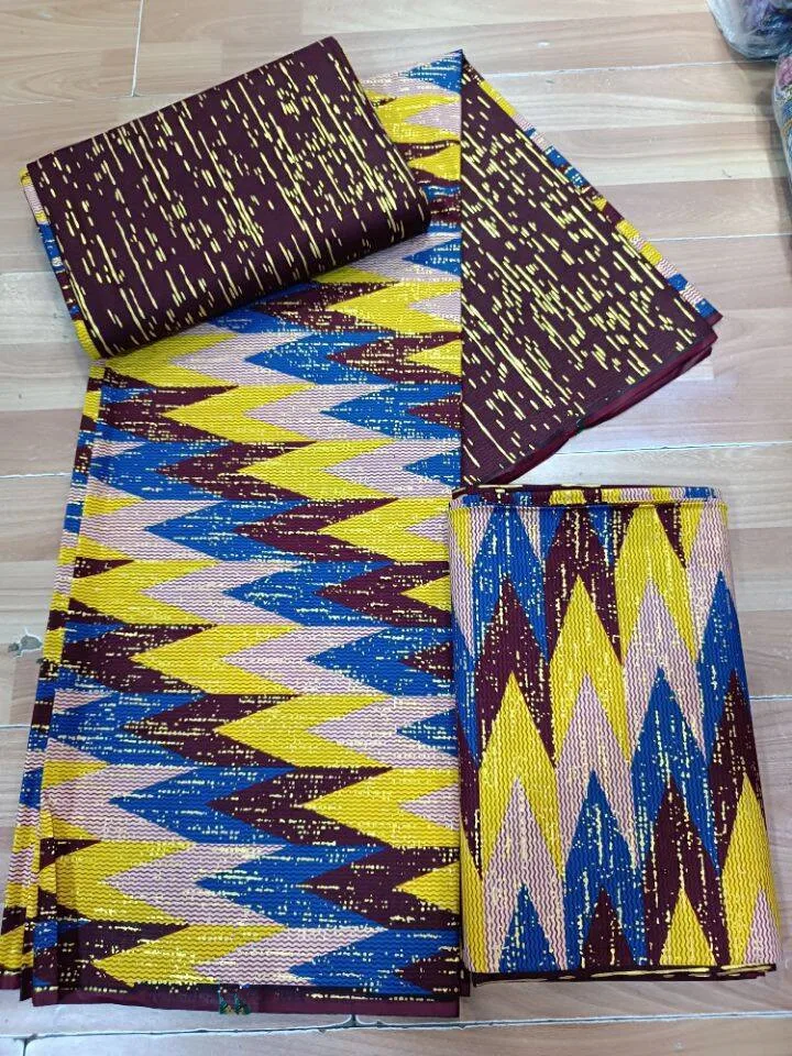 Nieuwe nigeriaanse Afrikaanse Wax Stoffen Katoen tlačový zábal batik ankara hoge kwaliteit pôvodne pagne kente gouden materiaal s