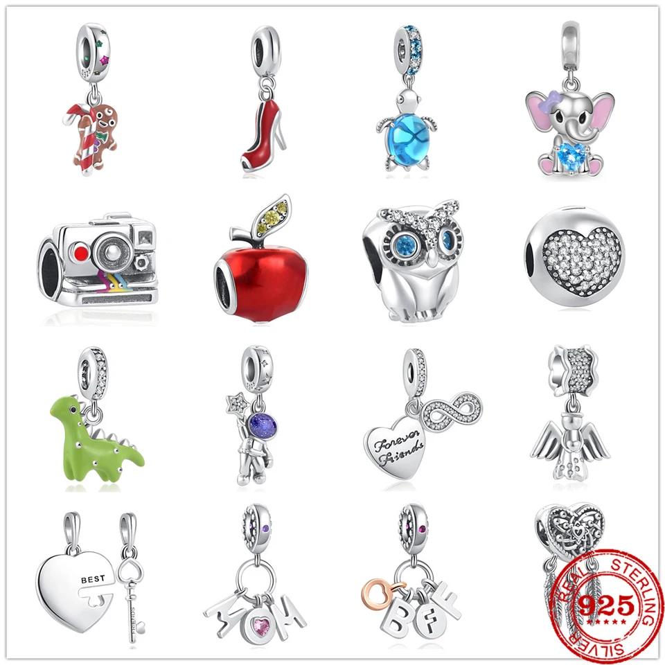 Niezx Original 925 Sterling Silver Camera Owl High podpätky Mama priateľ DIY jemné korálky Fit Pendant Charm Náramok pre ženy