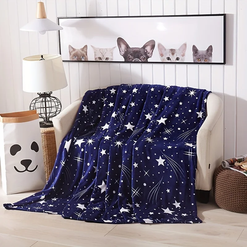 Night Blue Flanel Hrot Druba - mäkká, útulná a teplá pre gauč, posteľ, kanceláriu a cestovanie - všestranný darček pre celú sezónu