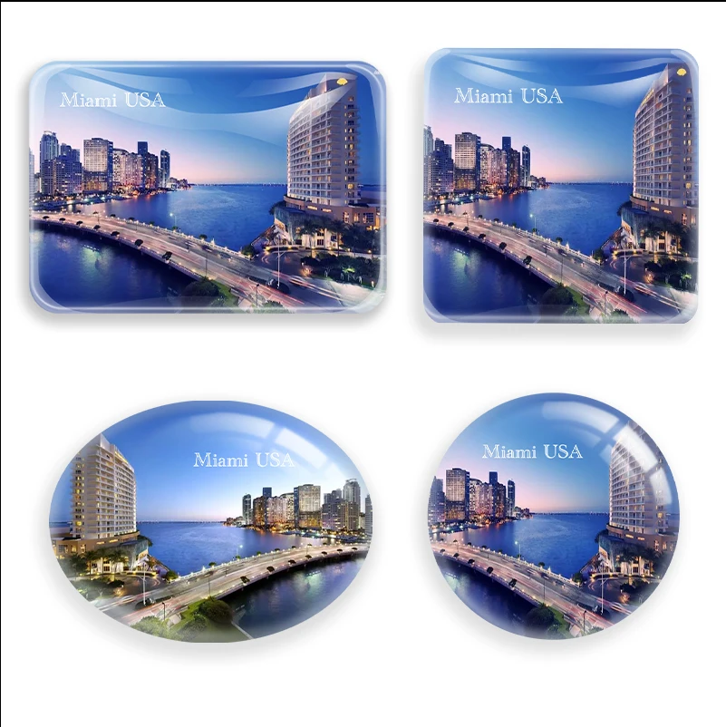 Night City Overpass Miami Florida USA Chladnička Magnet Souvenir House Dekorácie sklenená chladnička Magnetický turistický darček