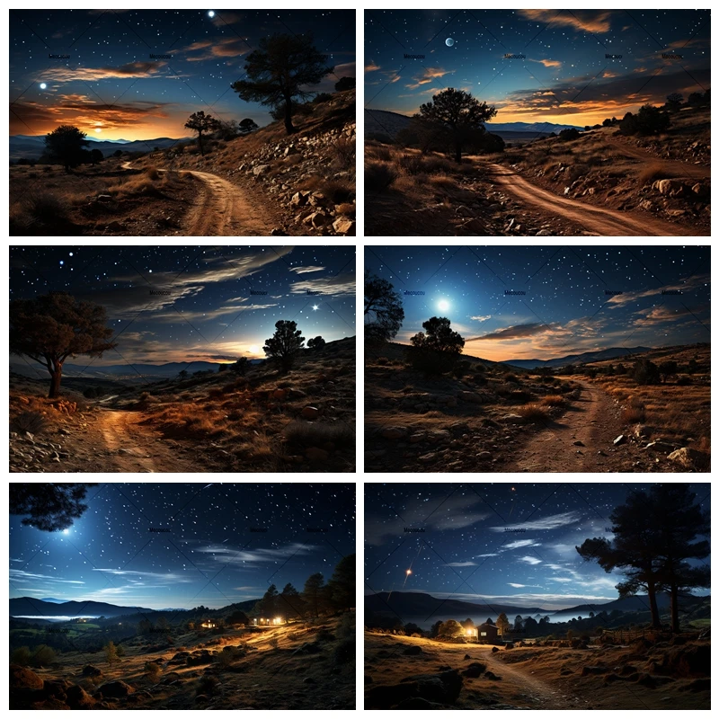 Night Road Sky Stars Kady pre fotografiu kovboj pre bábätko dobrodružstvo Photo fotografické pozadie fotografické štúdio rekvizity