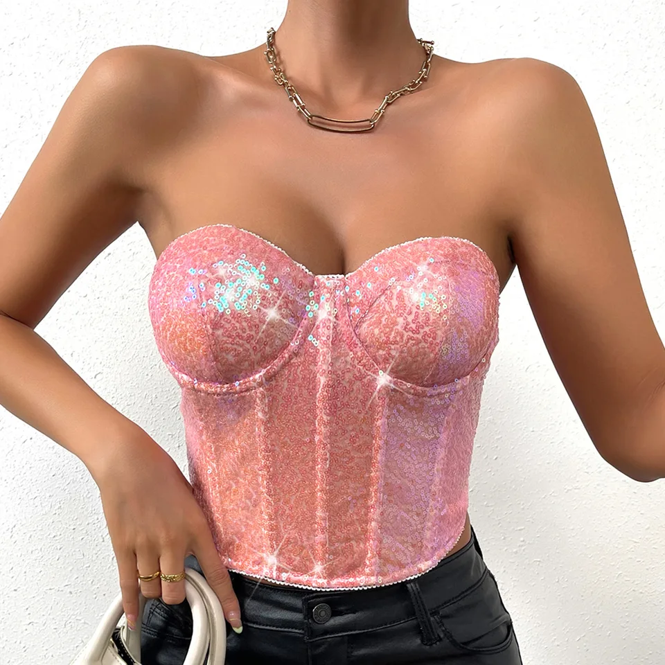 Nightclub Street Styy Sexy jasné perlové plátky dámske rúrky vrchné zips podprsenka