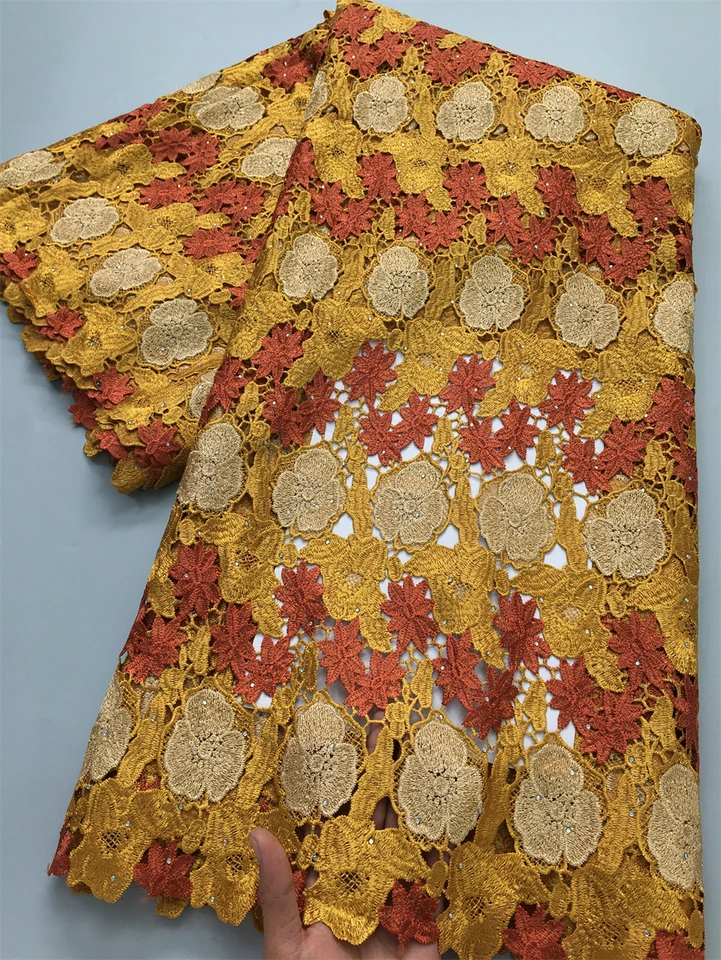 Nigérijská vodná rozpustná čipka African Guipure Water Lace a Tkanina Vysoko kvalitná 2025 Elegantná pre ženy šaty2.5yards4172
