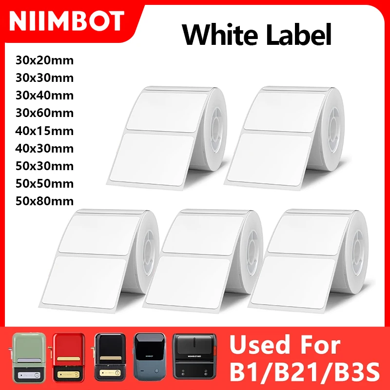 Niimbot 1Roll B1 biela nálepka vodotesný papier lepidla biela proti nalej pre B1 B21 Mini prenosná tepelná tlačiareň