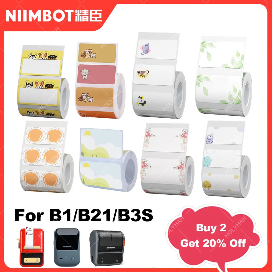 Niimbot B1 B21 Fancy Color White Label Sticker Print Paper Roll pre niimbot B21 B1 B3S Tlačiareň