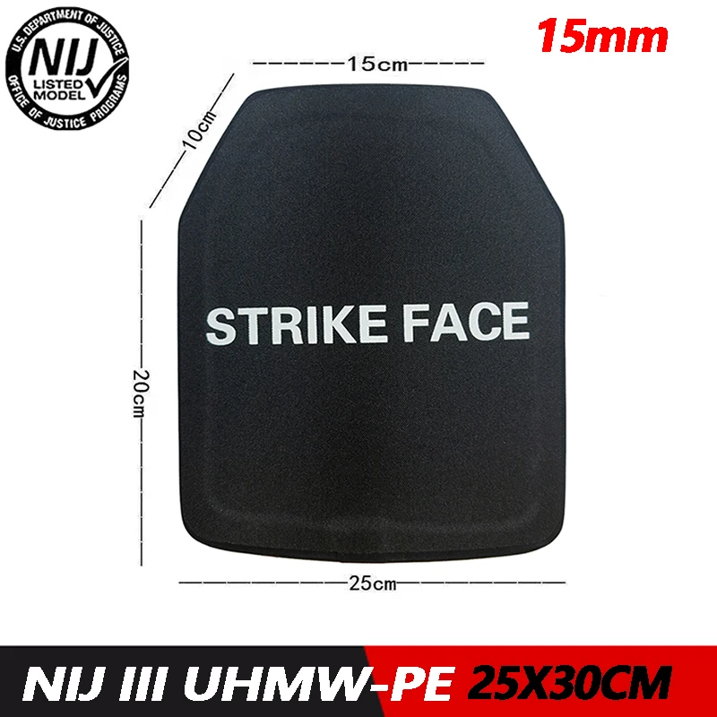 NIJ trieda III Pure PE Bulletproof Plate 25x30cm trieda 3 Bulletproof Tater Tater Tafl Insertion Batlack Batch Deck Body Armor Banr