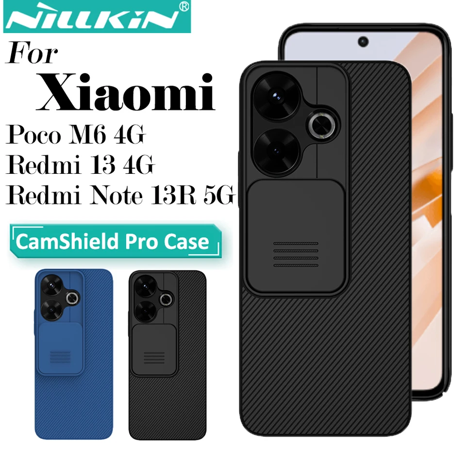 Nillkin pre Poco M6 4G / Redmi 13 4G / Redmi Poznámka 13R 5G Camshield Case Camera Ochrana ochrany luxusného nárazu odolného v oblasti nárazu
