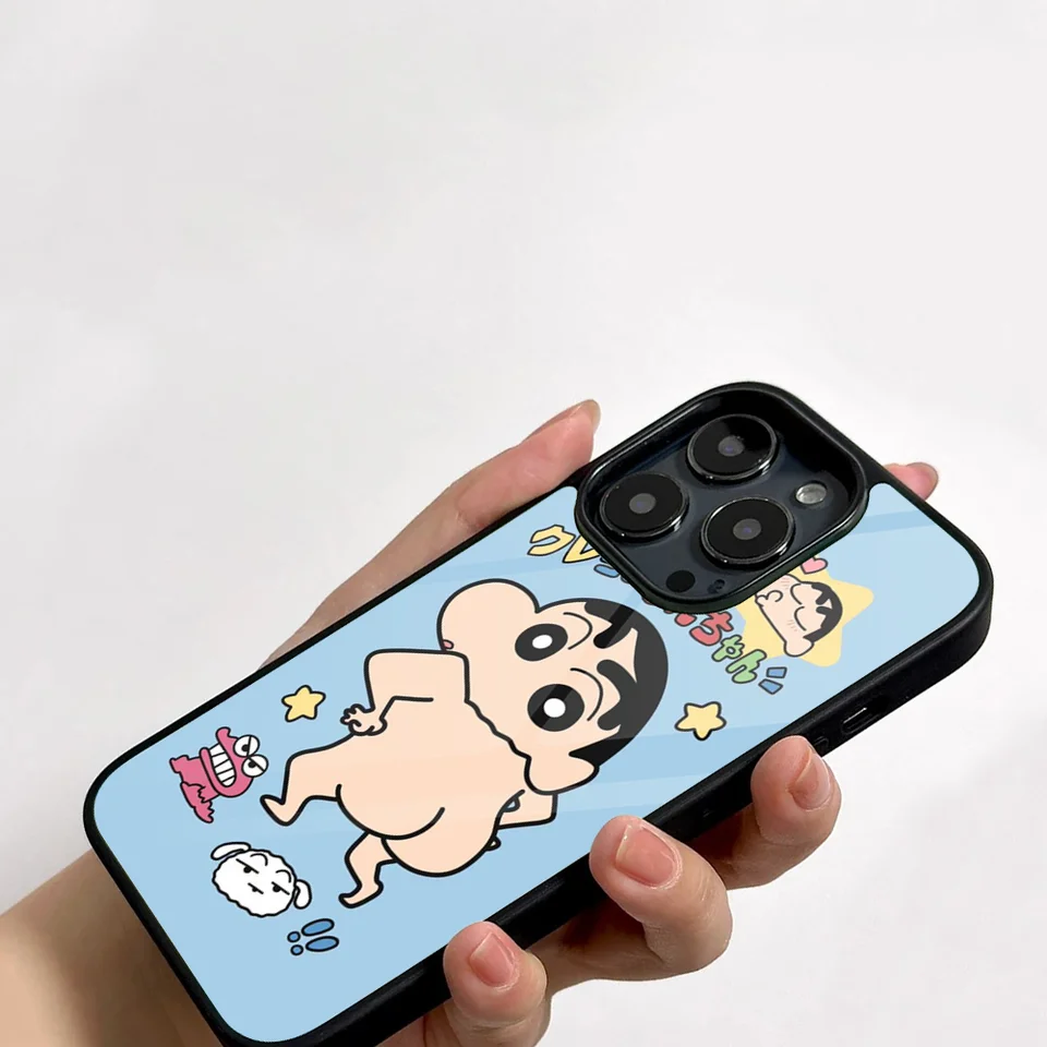 NIME C-CRAYON SHIN Chans Telefón puzdro pre iPhone 11 12 13 14 15 16 Plus Pro Max Mirror Acryl Cover TPU