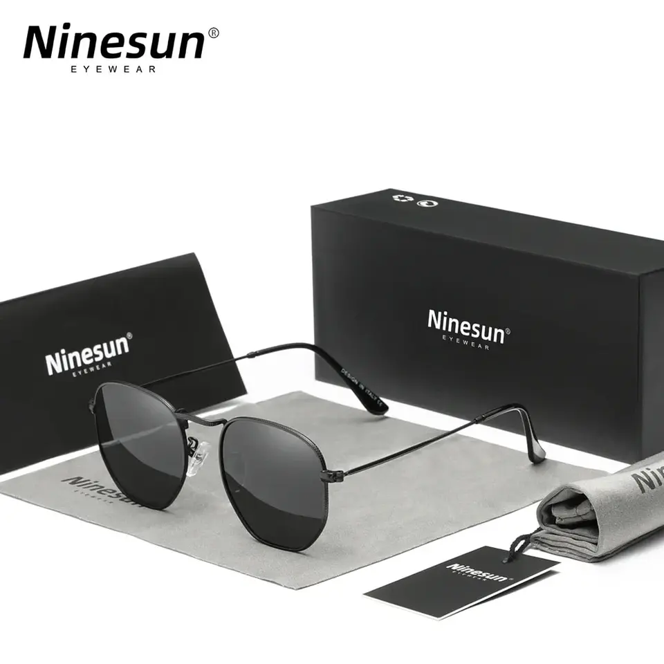 Ninesun 2024 Nové retro reflexné slnečné okuliare Muži Slnečné okuliare z nehrdzavejúcej ocele Unisex rybolov