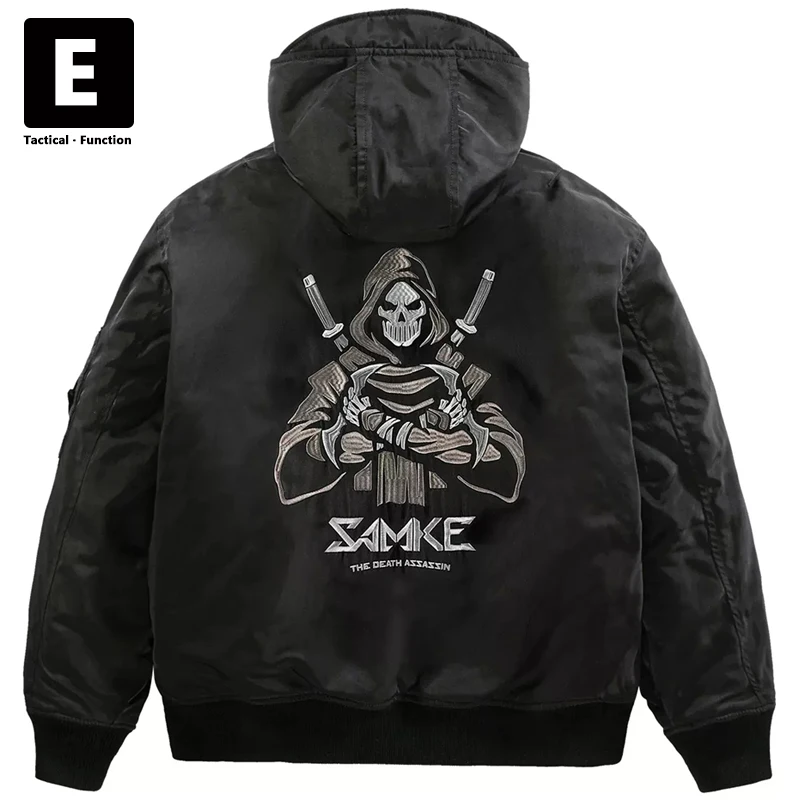 Ninja Death vyšívacia bunda kabáty muži zimné parka