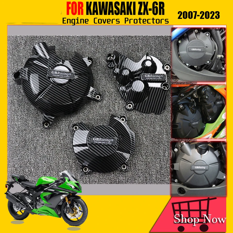 Ninja ZX -6R Cover Sada motorov ZX6R Ochrana ochrany motora 2007 - 2020