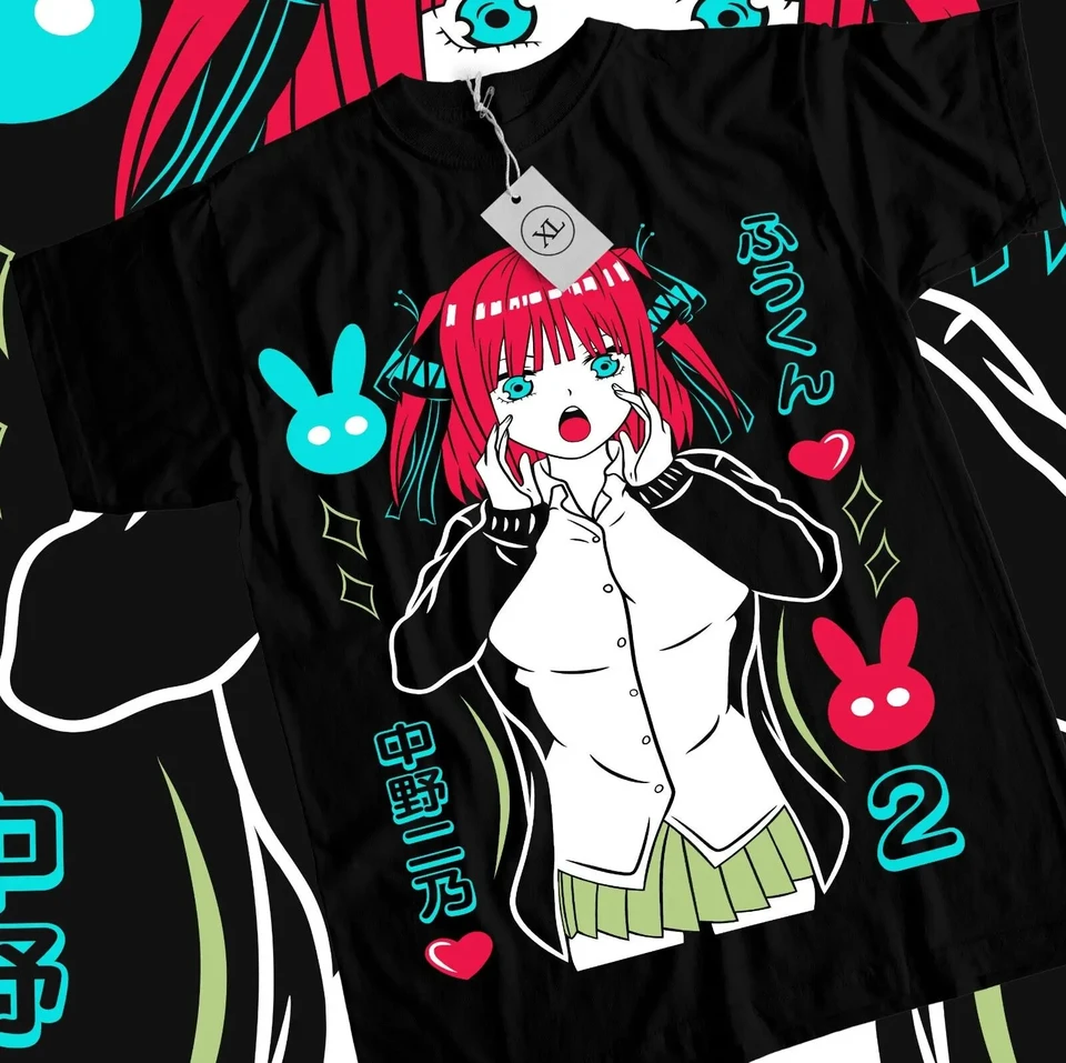 Nino Nakano Tričko Waifu Hot Nakano Nino 5-Toubun No Hanayome Darčeková košeľa Dámske oblečenie Grafické tričká Harajuku y2k top
