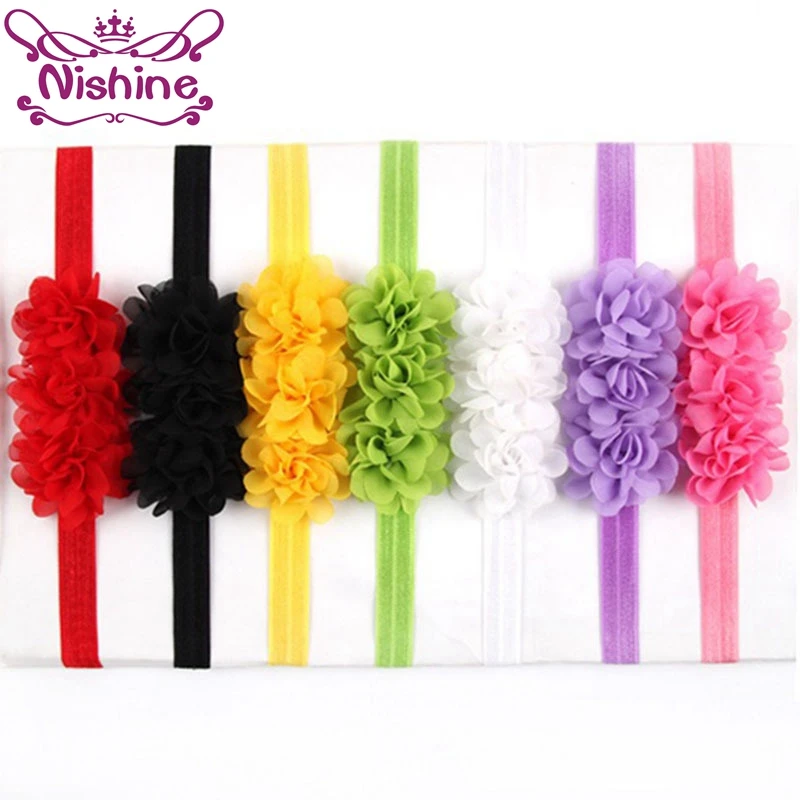 Nishine Girls Hair Accessories Kids Colorful Flower Headband Bandeau Bebe Bandeau Cute Chiffon Flower Head Band