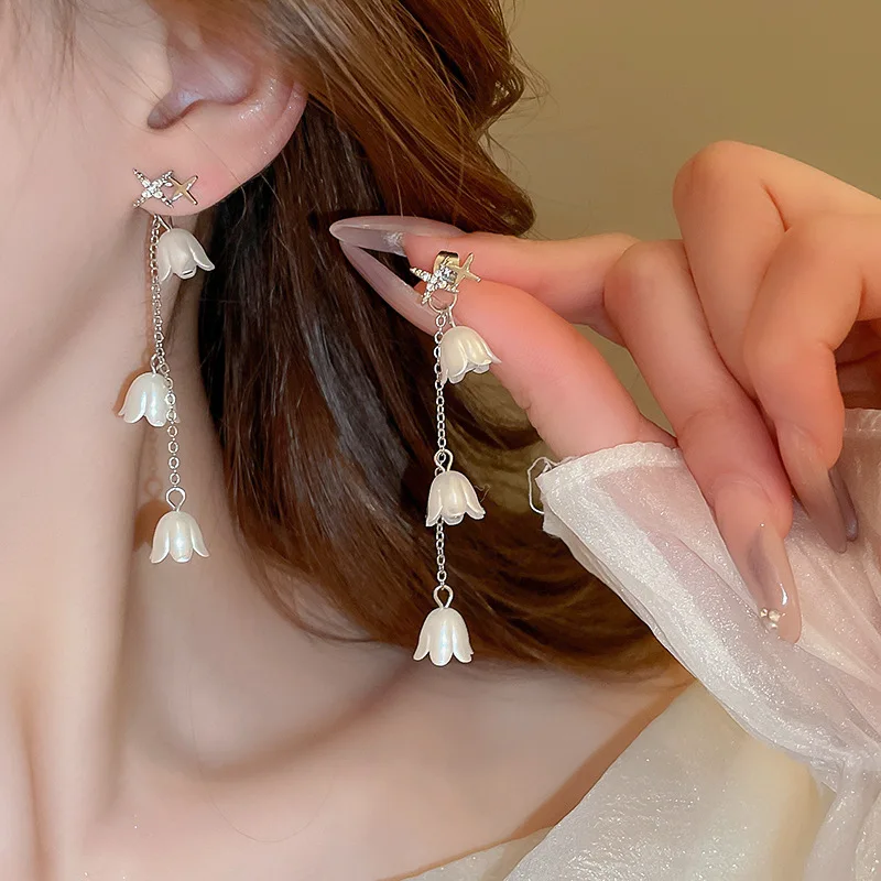 Nishizawa Lily z údolia Flower Pearl Star náušnice dievčenské srdcové náušnice francúzske jemné módne náušnice