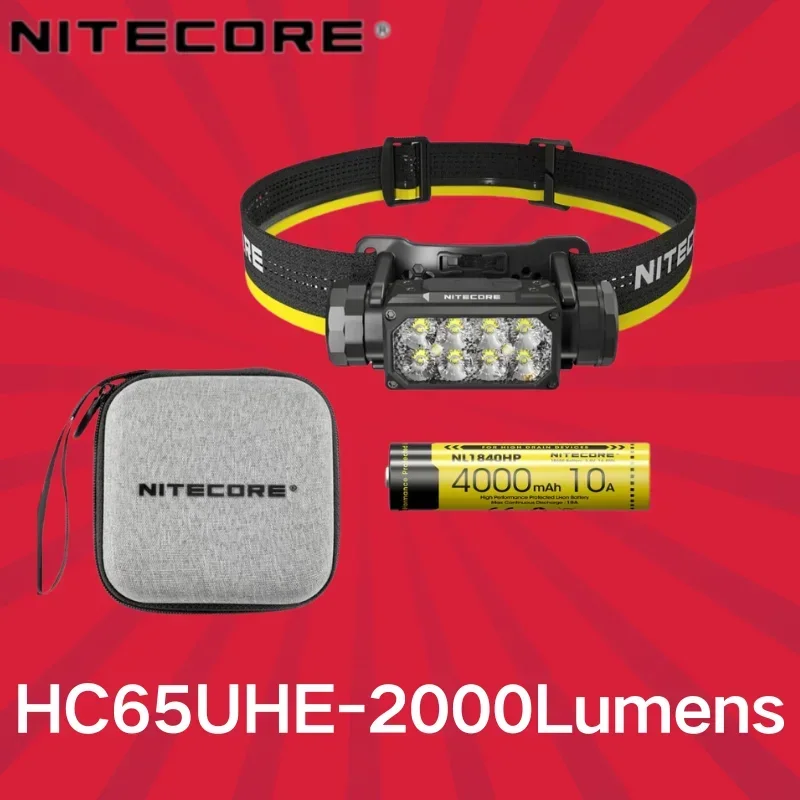 NITECORE HC65 UHE 2000LUMENS HEADLAMP USB-C Nabíjateľné s bielymi, červenými a čitateľskými svetlami zahŕňajú batériu